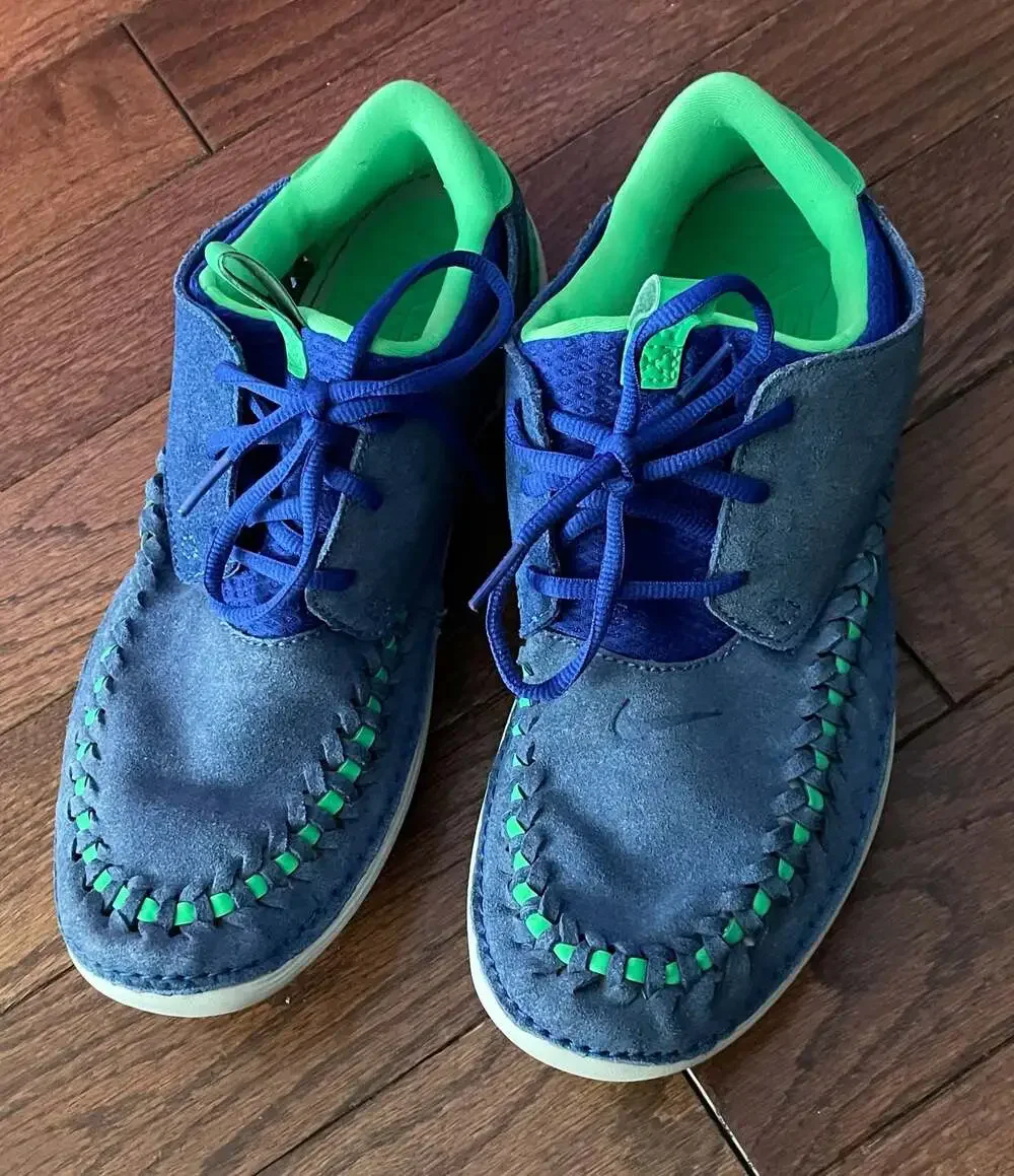 Nike Solarsoft Moccasin Woven 2013 Blue Green Suede Sneakers Men’s 11